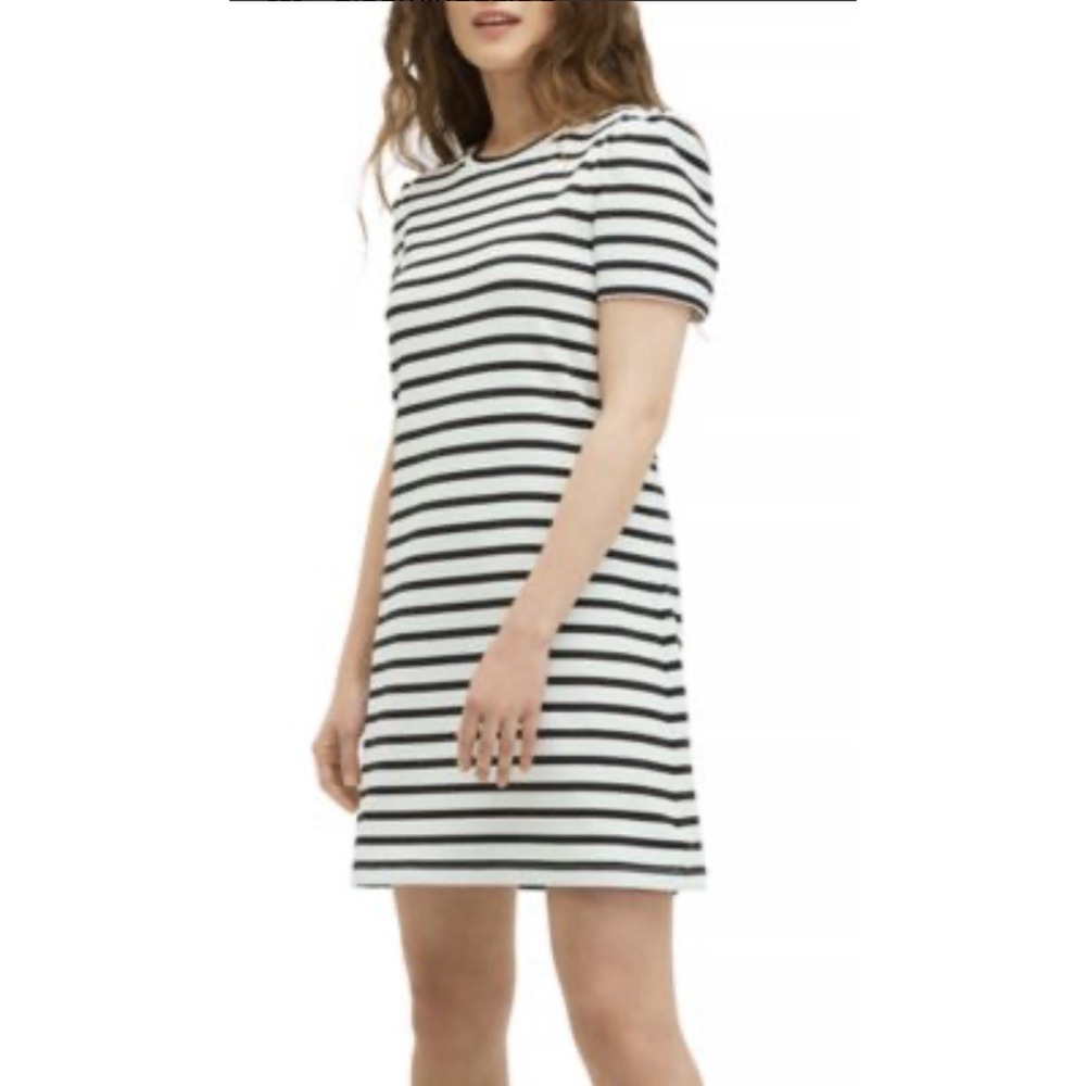 Kate Spade New York striped puff-sleeve dress Size Large Tee Shirt Preppy